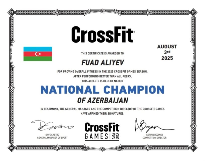 CrossFit Games 2025, National Champion of Azerbaijan sertifikatı